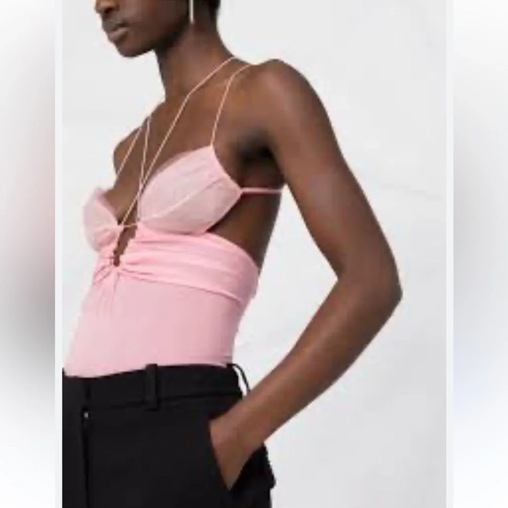 Nensi Dojaka Silk Georgette Keyhole Bodysuit in Blossom XS - Picture 10 of 14